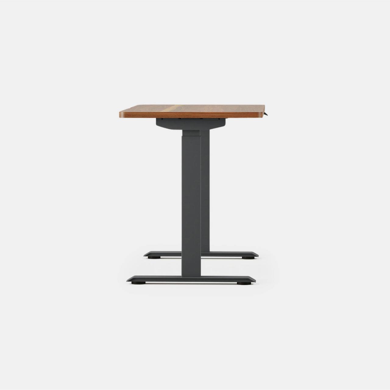 Left. Branch Furniture - Duo Standing Desk 48" – Adjustable Desk with OLED Control Panel, Frameless Design & Compact Footprint - Walnut / Charcoal.