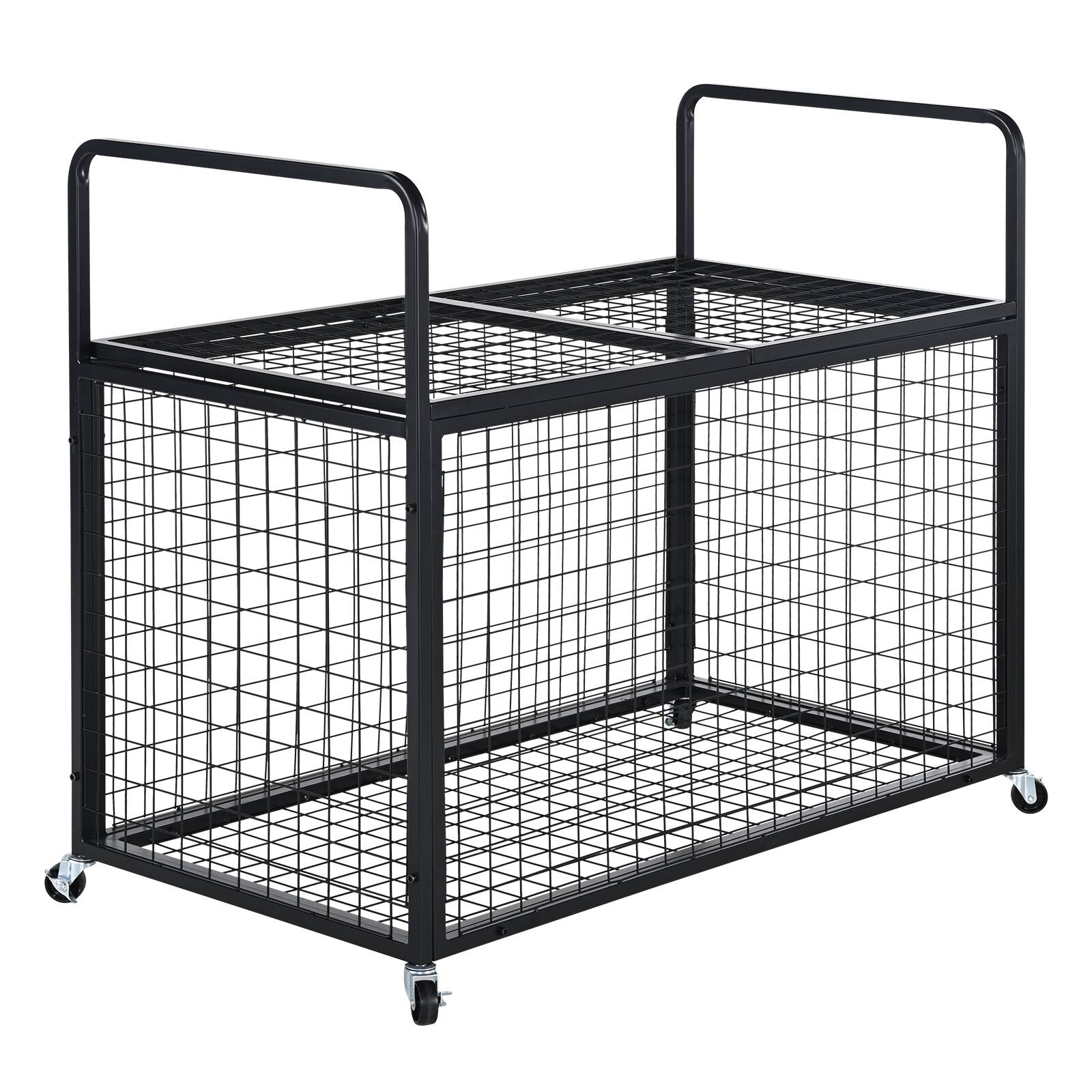 Alt View 5. VEVOR - Rolling Sports Ball Storage Cart, Lockable Basketball Cage with Double Lids, Sport Equipment Holder Organizer - Black.