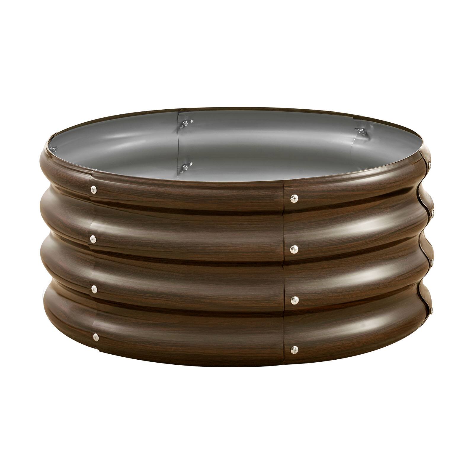 Alt View 5. VEVOR - Metal Raised Garden Bed, 3 Pcs 2 x 2 x 1 ft Outdoor Galvanized Planter Garden Box, Open Bottom Design - Wood Grain.