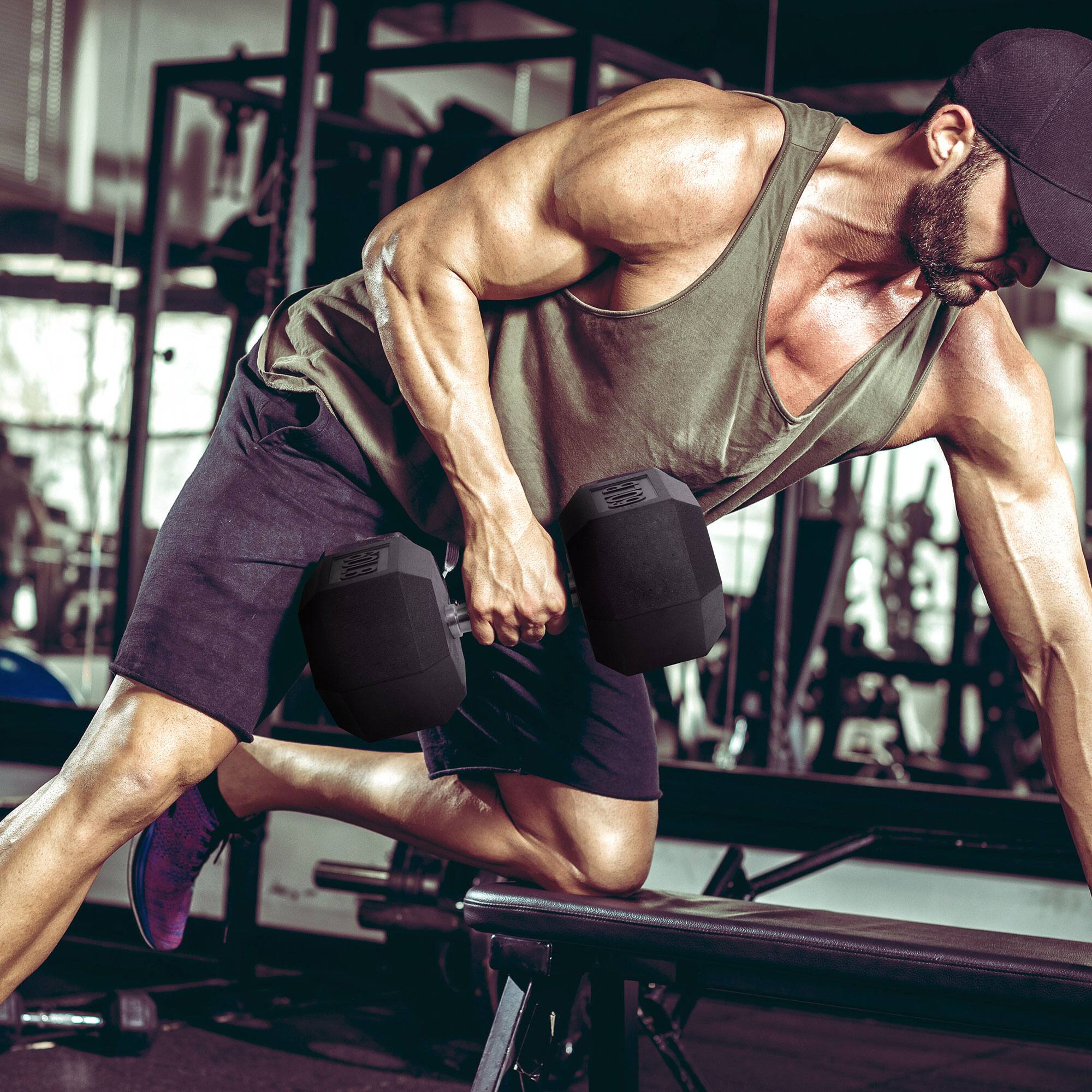 Alt View 2. Signature Fitness - Signature Fitness Hex Single Dumbbell Strength Training Workout Equipment, 60 lb - Black.