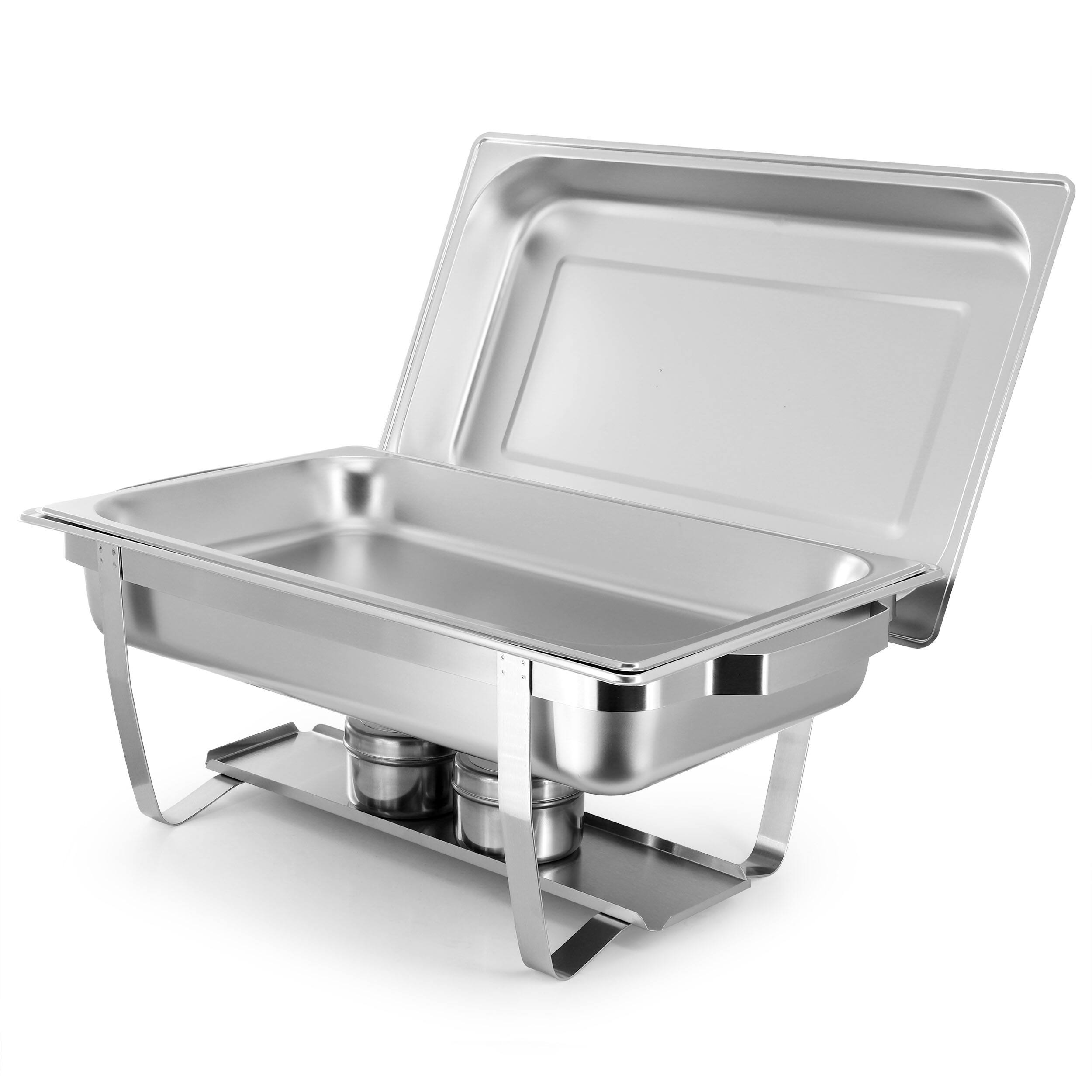 Alt View 2. MegaChef - MegaChef 9.5 Quart Stackable Stainless Steel Professional Chafing Dish/Food Warmer/Buffet Server Serving Trays, Set of 2 - Silver.