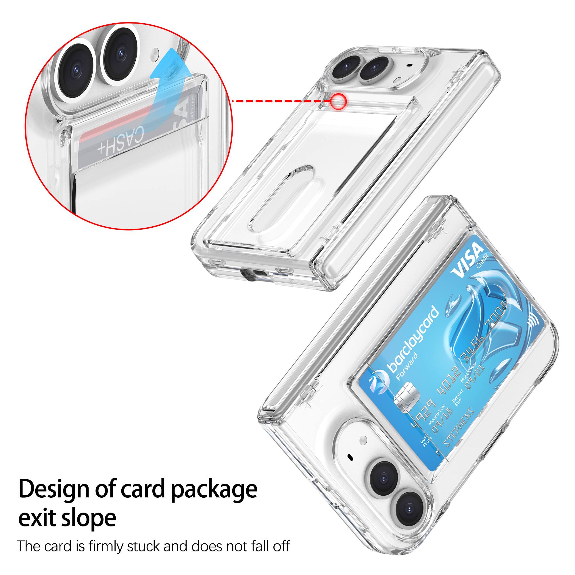 CASH+
Design of card package exit slope
The card is firmly stuck and does not fall off

VISA Credit 2000 barclaycard Forward 4012 Expires adidas Menter JP/PO End 4929 Valid Month 91/60 BT ENENENS From