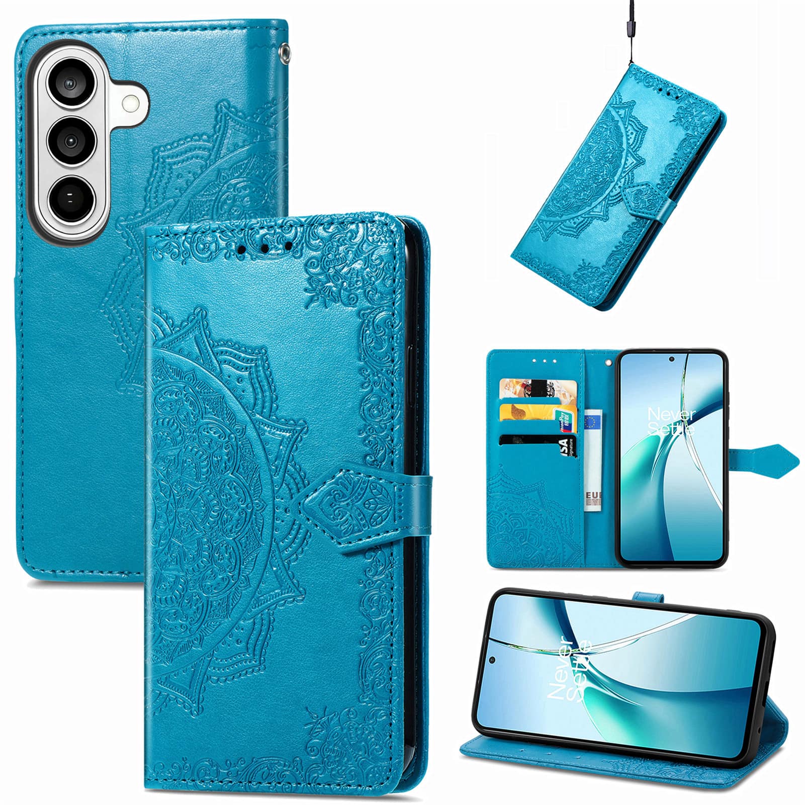 Dteck - For Samsung Galaxy S26 Plus Wallet Magnetic Shockproof Protective Card Slots Stand Flip Phone Case Cover - Blue price history on PriceWatchPro
