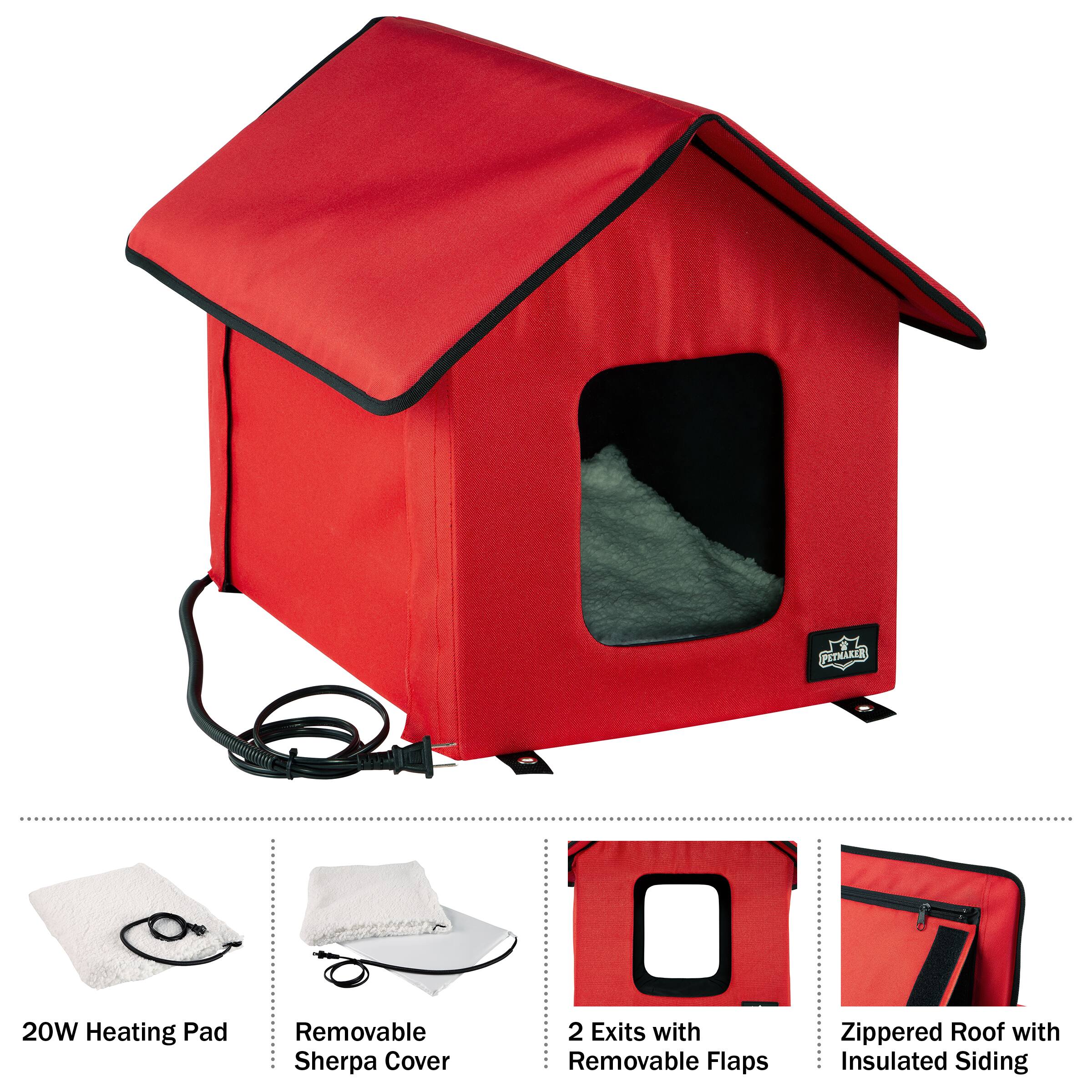 FUTMAKER 20W Heating Pad Removable Sherpa Cover  
2 Exits with Removable Flaps  
Zippered Roof with Insulated Siding