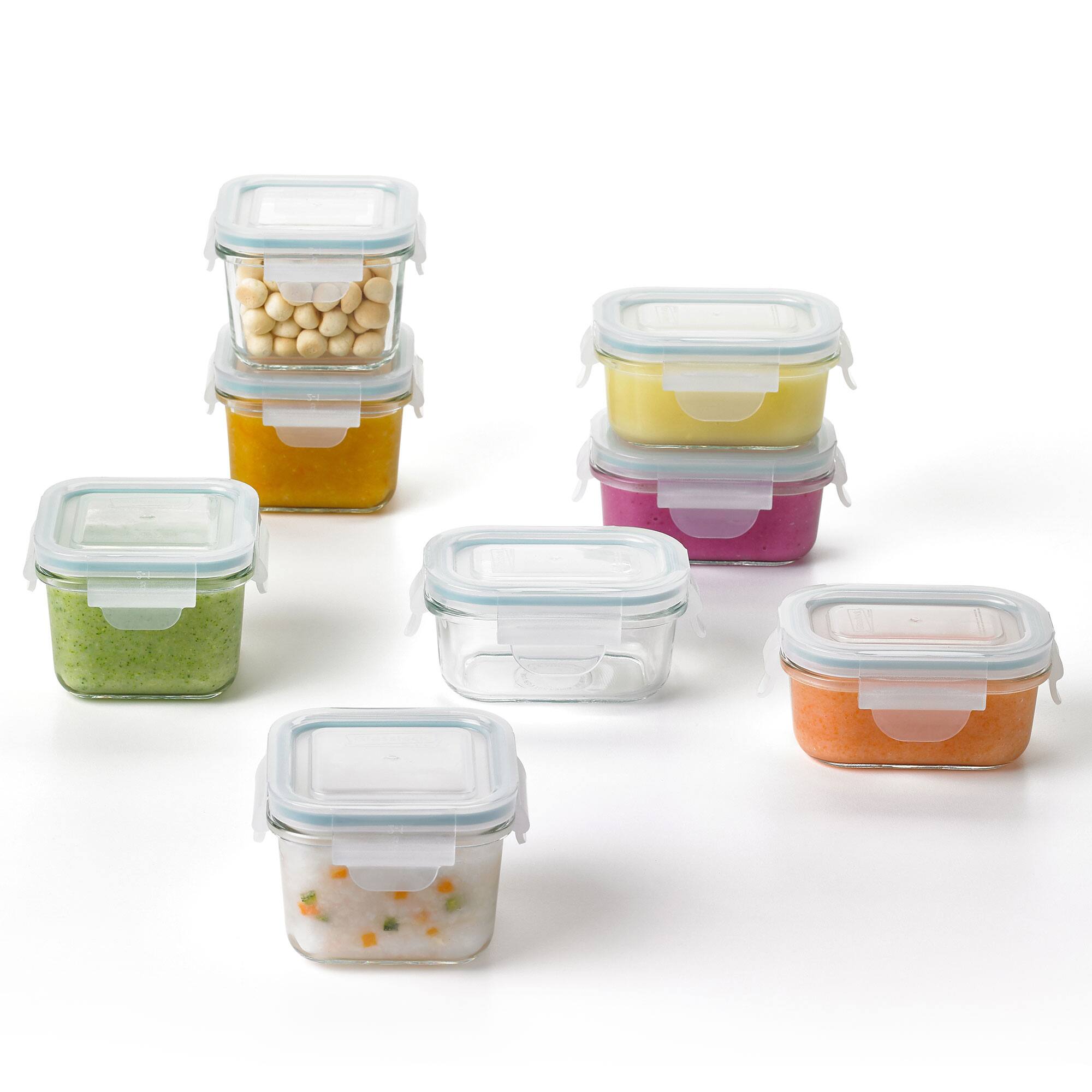 Alt View 3. Glasslock - Glasslock Mini 5 and 7 Ounce Tempered Glass Food Storage Container Set, 8 Pieces - Clear.
