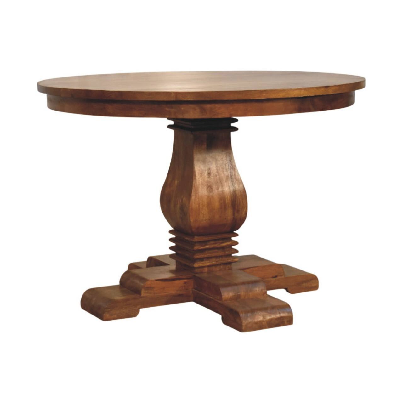 Back. Artisan Furniture - Round Pedestal Dining Table, Brown - Brown.