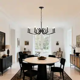 Boyel Living - 8 Light Farmhouse Chandelier Black Metal Chandeliers Light Fixtures Industrial for High Ceiling