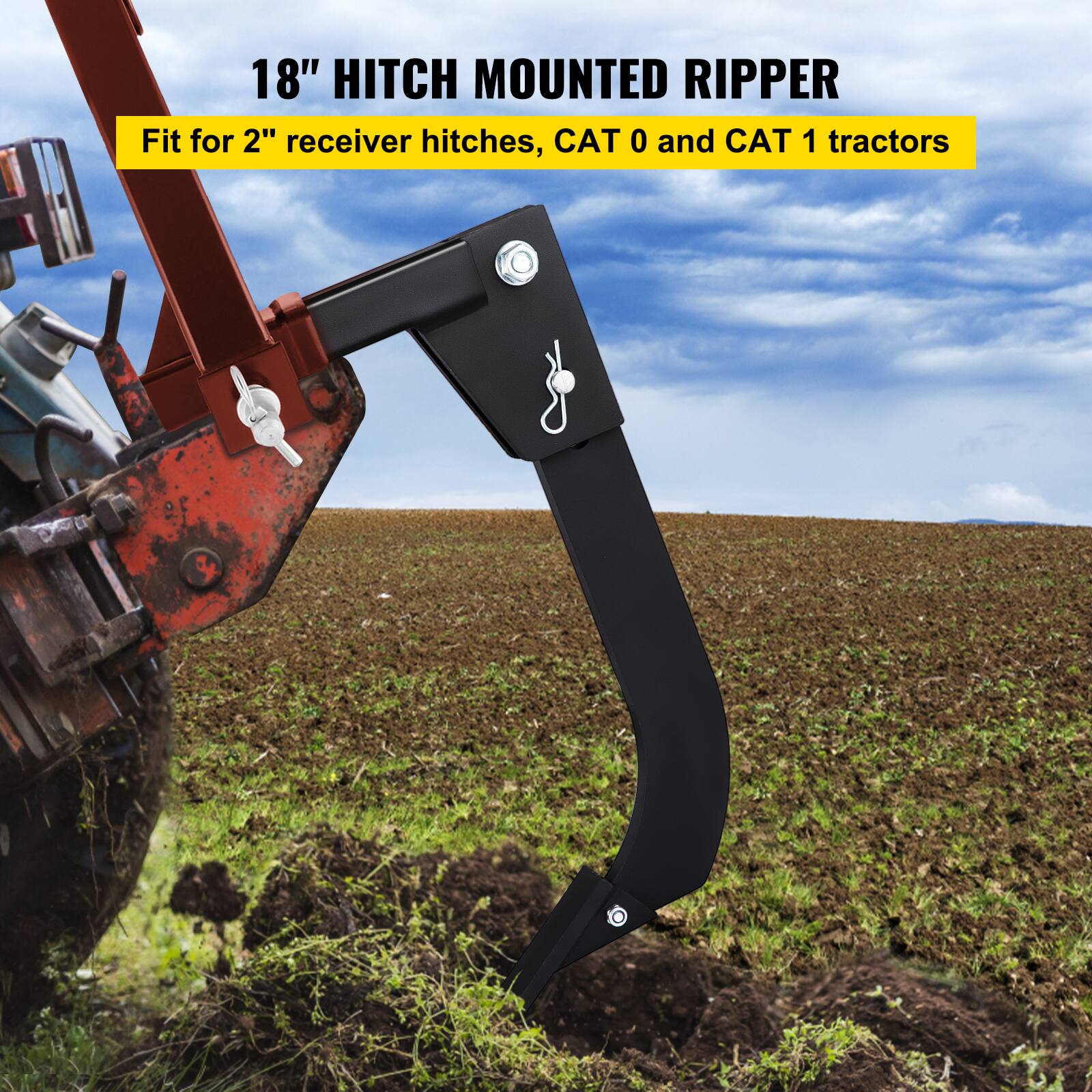 18" Hitch Mounted Ripper  
Fit for 2" receiver hitches, CAT 0 and CAT 1 tractors