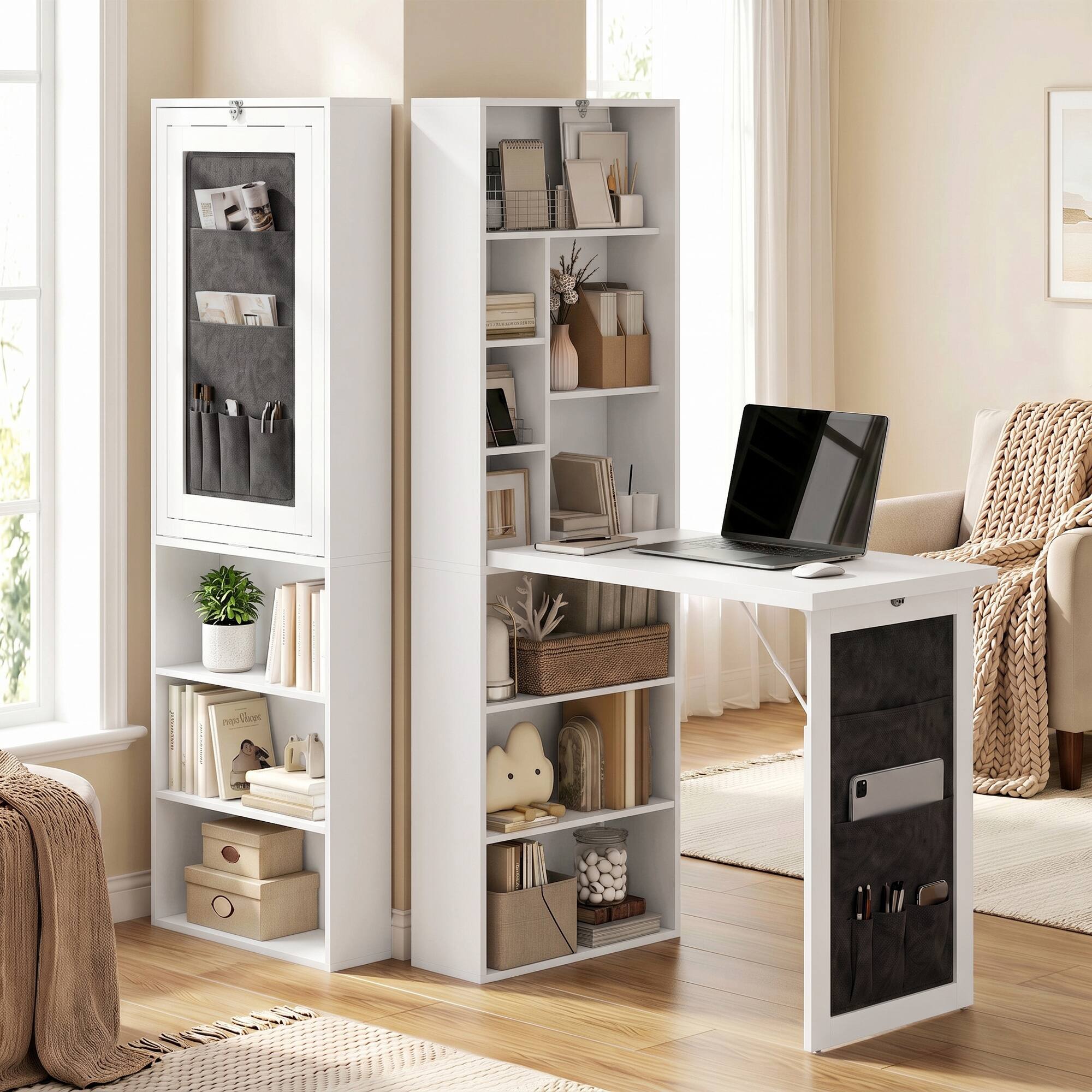 Homcom Convertible Writing Table with Storage Shelves, Bag White - Best Buy