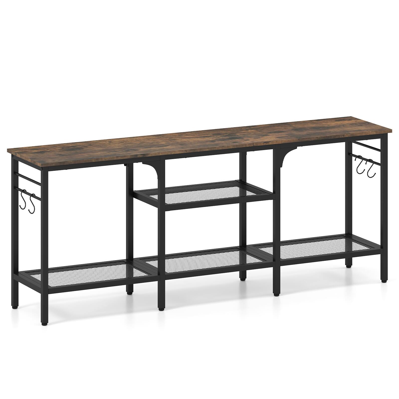 Alt View 9. Costway - Costway TV Stand for TVs up to 65",55" Long Entertainment Center with 4Open Storage Shelves - Rustic Brown & Black.