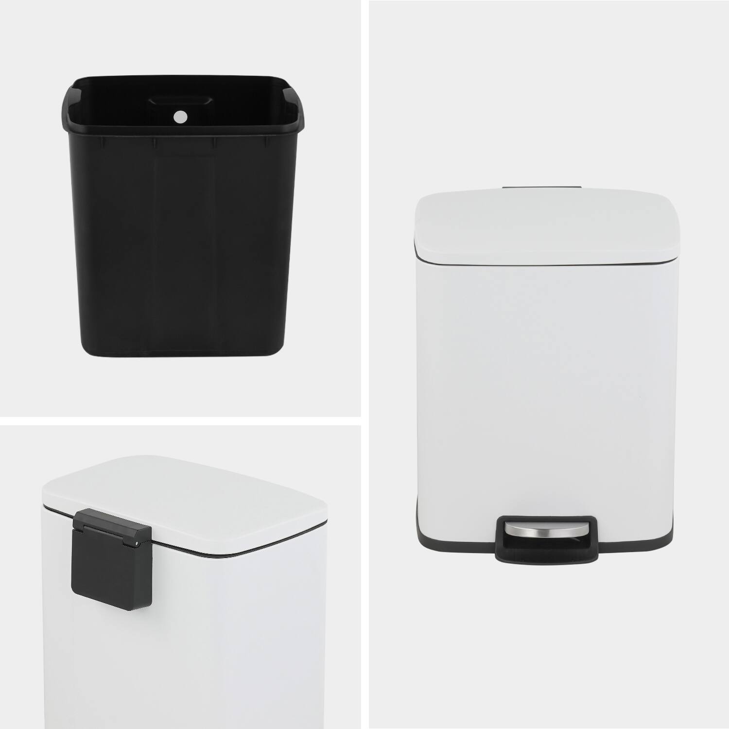 Alt View 6. Innovaze - 5.3 Gal./20 Liter Rectangular Stainless Steel step-on Trash Can for kitchen - Matt White.