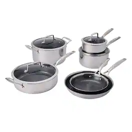 Henckels - Paradigm Ceramic 10-pc Dual Performance Cookware Set - Stainless Steel