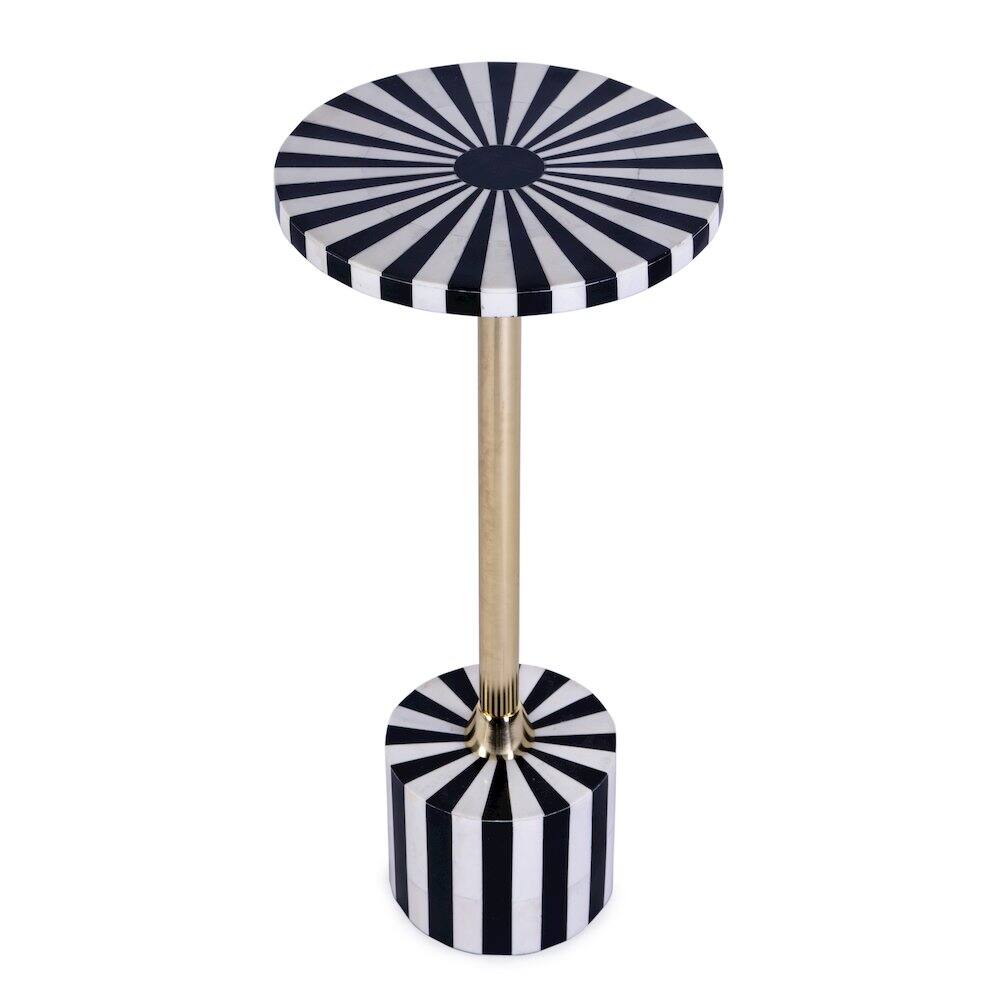 Alt View 1. Butler Specialty - Zane Brass and Bone Inlay Side Round Side Table - Black And White.