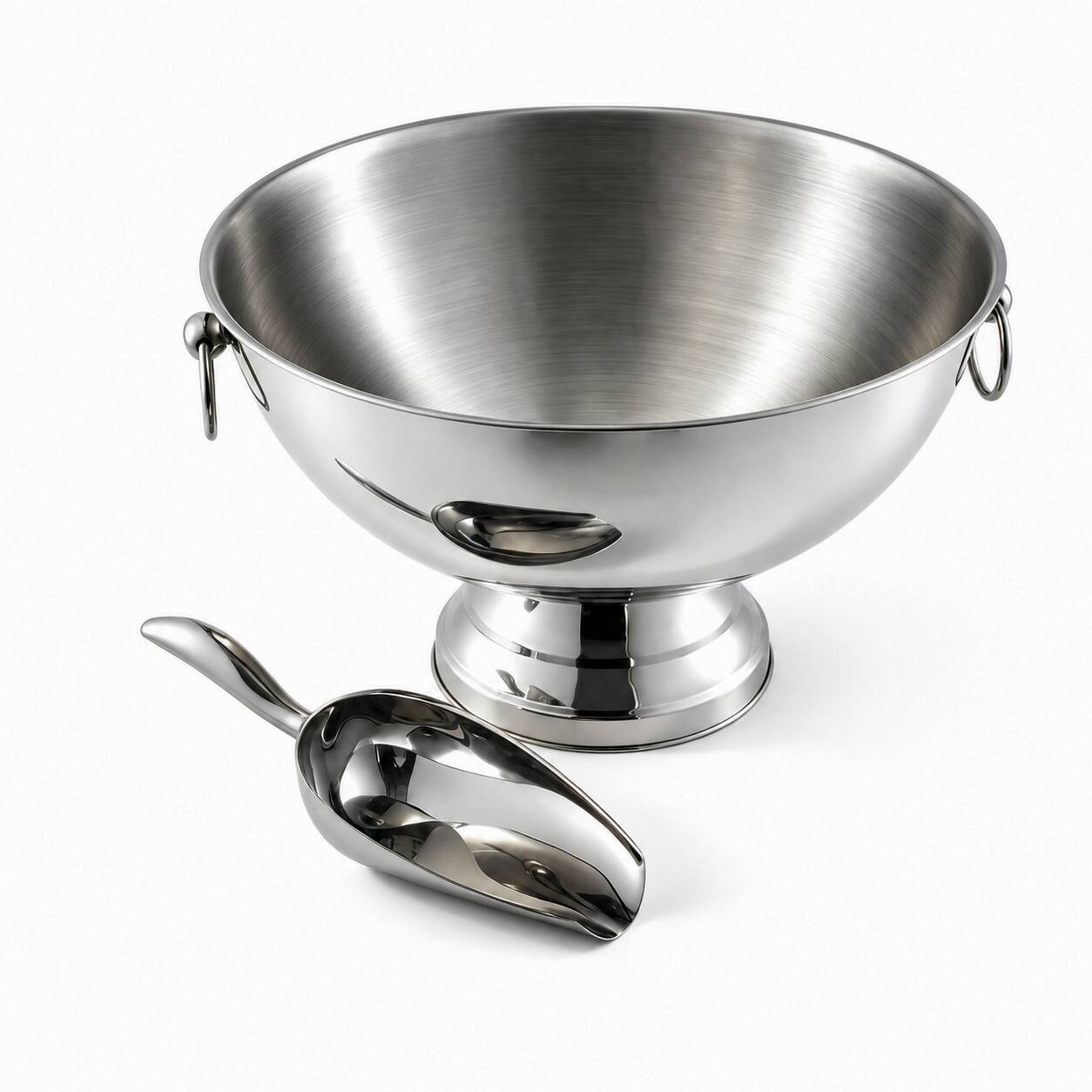 Alt View 3. Malletson - 12L Large Party Ice Bucket Stainless Steel with Ring Handles & Ice Scoop, 304 Beverage Tub, Holds 12-15 Bottles - Sliver.