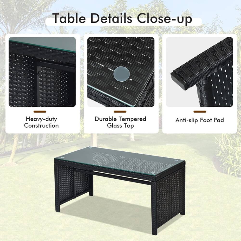 Table Details Close-up

- Heavy-duty Construction
- Durable Tempered Glass Top
- Anti-slip Foot Pad