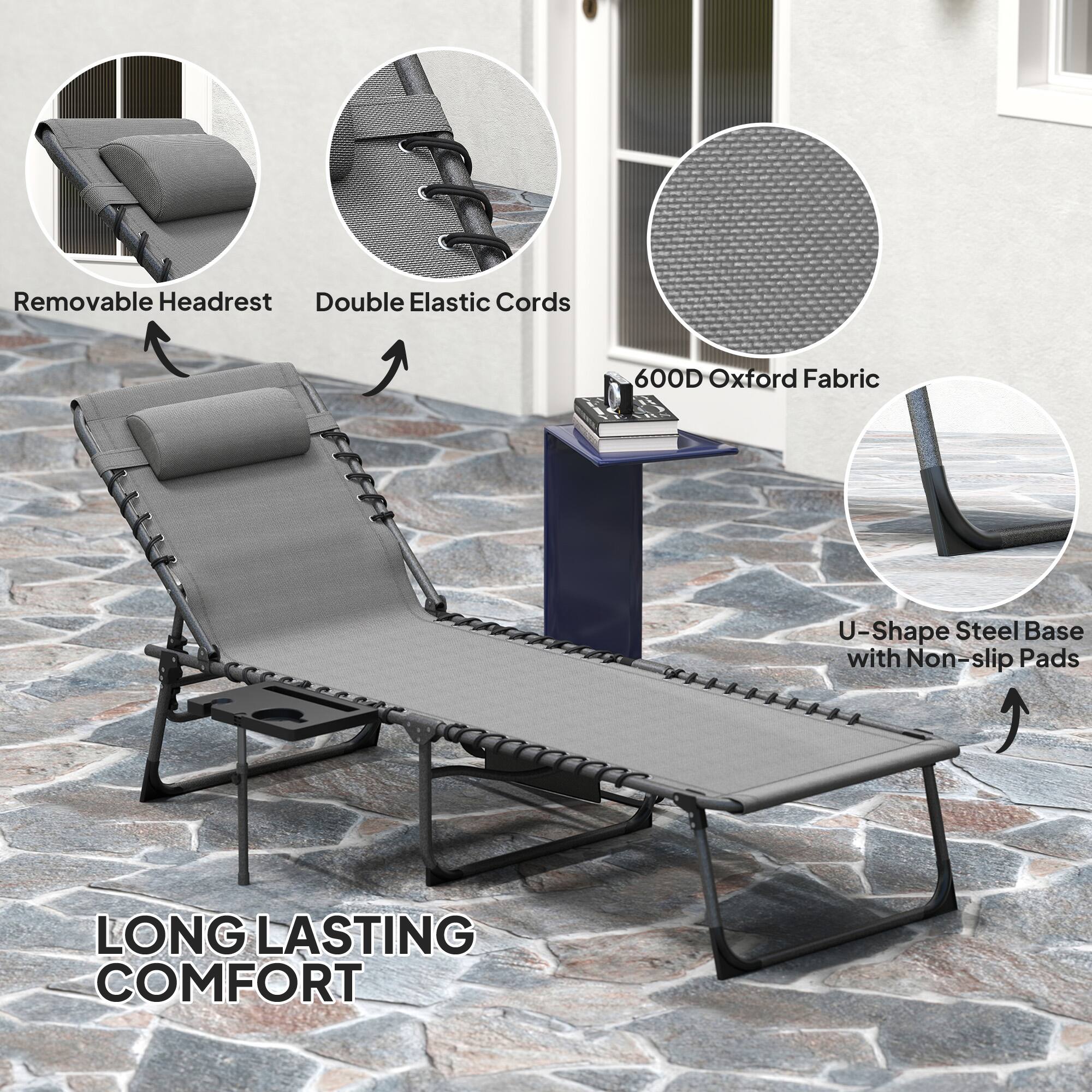 Removable Headrest, Double Elastic Cords, 600D Oxford Fabric, U-Shape Steel Base with Non-slip Pads, Long Lasting Comfort