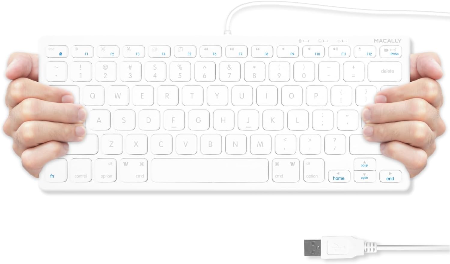 Macally - USB Wired Keyboard for Mac and Windows PC - Plug and Play Apple Keyboard with 78 Scissor Switch Keys - White