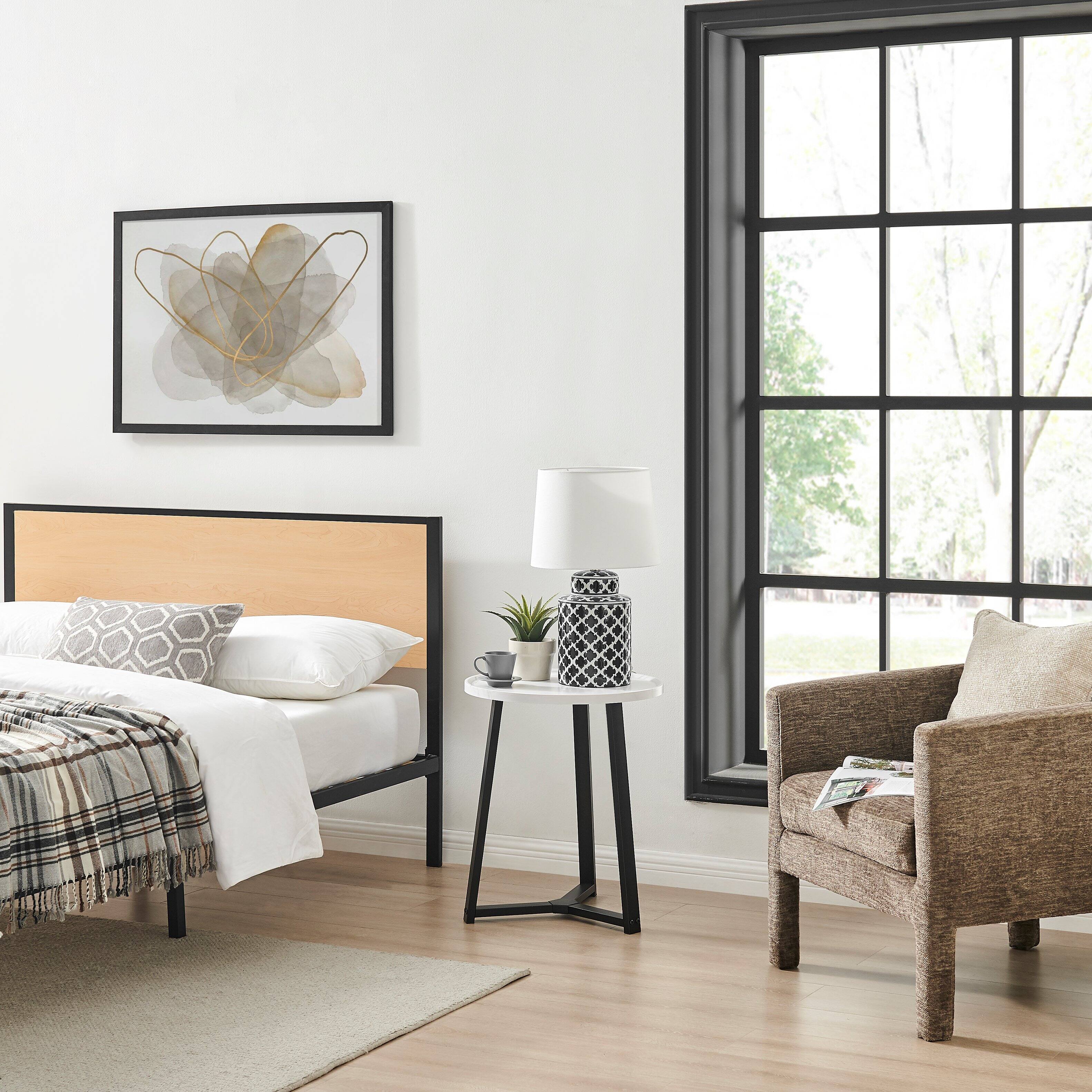 Alt View 4. Danya B - Harper Round Side Accent Table - White Marble/Black - White Marble/Black.