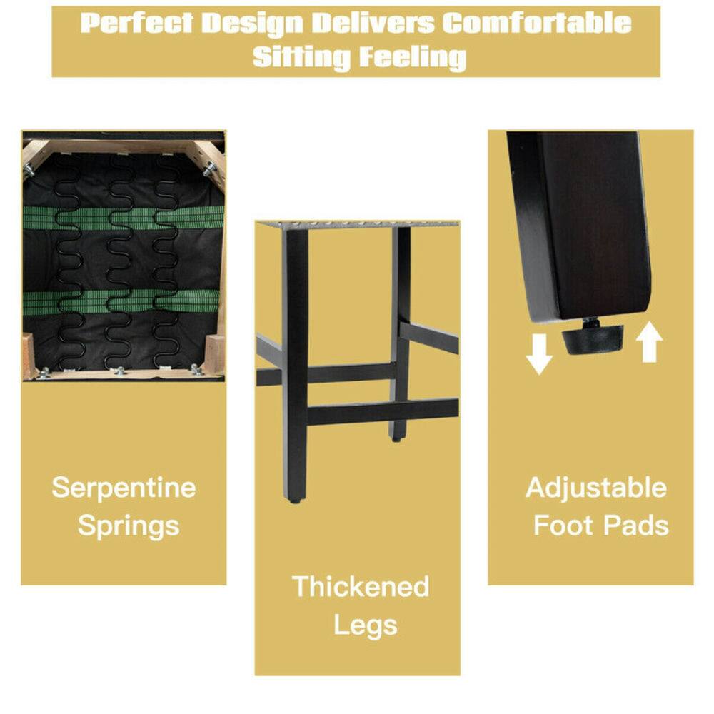 Perfect Design Delivers Comfortable Sitting Feeling

- Serpentine Springs
- Thickened Legs
- Adjustable Foot Pads