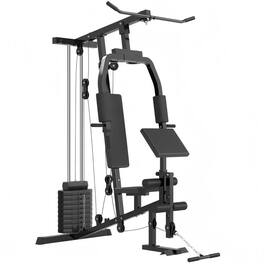 SKONYON - Home Gym System with 99 lb Weight Stack - Black