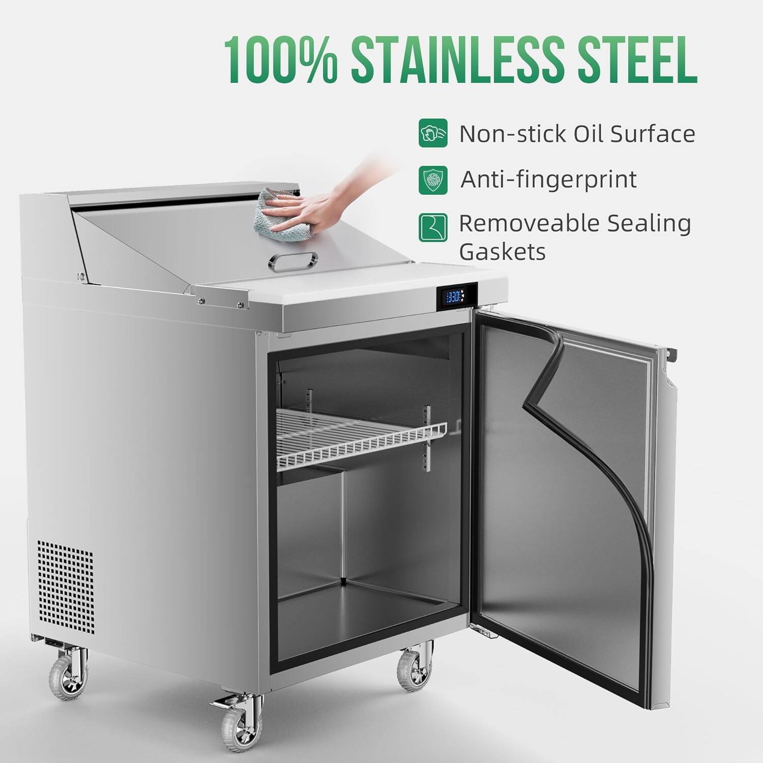 100% Stainless Steel  
Non-stick Oil Surface  
Anti-fingerprint  
Removable Sealing Gaskets