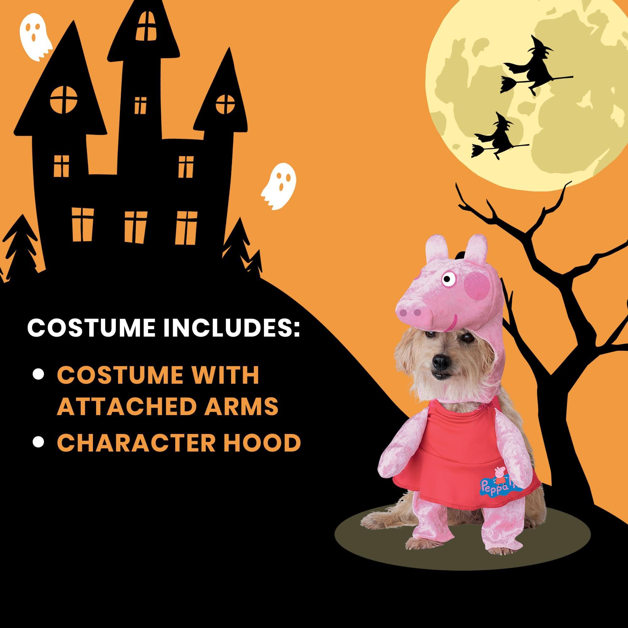 COSTUME INCLUDES:
- COSTUME WITH ATTACHED ARMS
- CHARACTER HOOD