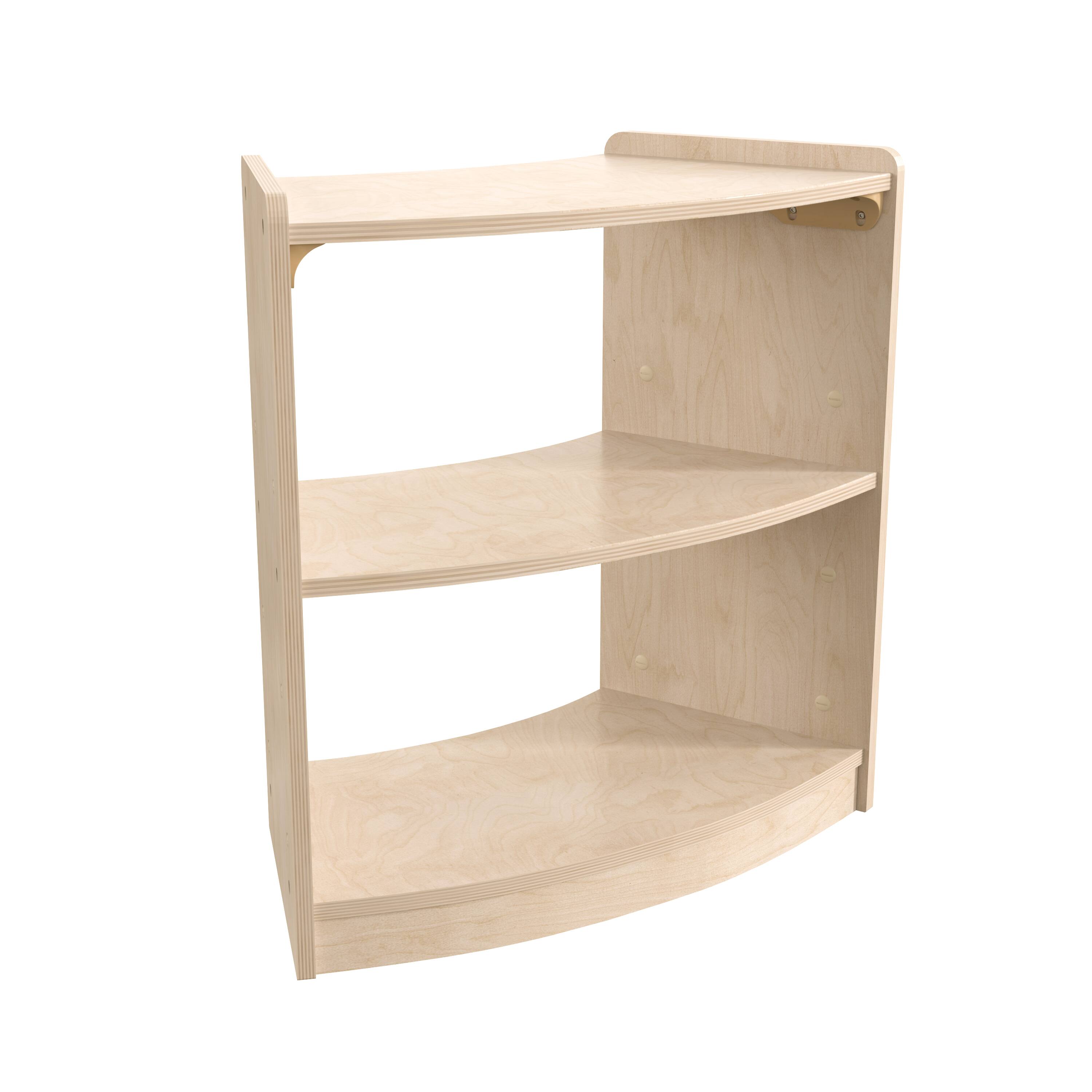 Flash Furniture - Bright Beginnings Commercial Grade Bow Front 2 Tier Wooden Classroom Open Corner Storage Unit, Safe, Kid Friendly Design - Natural