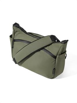 ALPAKA - Laptop Messenger Satchel Bag 11L for Work & Travel, Fits 13" MacBook Air, Bottle Pockets, Luggage Pass-Through - Green Axoflux 210D