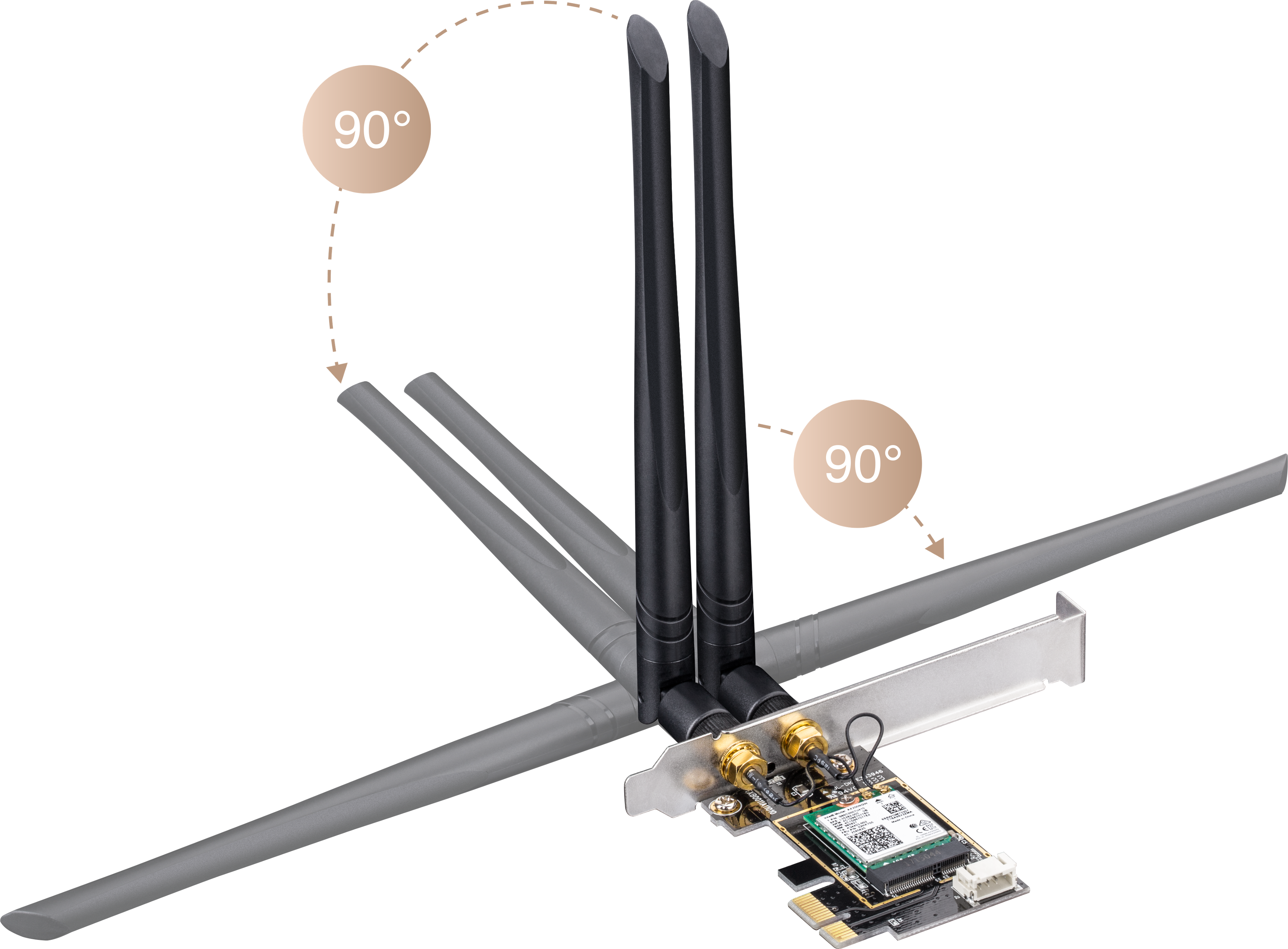 Angle. Cudy - Cudy AX3000 Wireless Wi-Fi 6 PCIe Card, Bluetooth 5.2, AX200, 3000Mbps WiFi 6 Speed, 802.11ax/ac/a/b/g/n, Windows, Black - black.