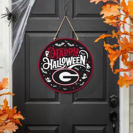 Evergreen Enterprises - Georgia Bulldogs 18" Happy Halloween Wooden Round Door Sign - Multicolor