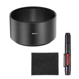 Unique Bargains - Lens Hood Shade, 62mm Long-focus Metal Camera Cap Shade with Cleaning Cloth & Pen - Black