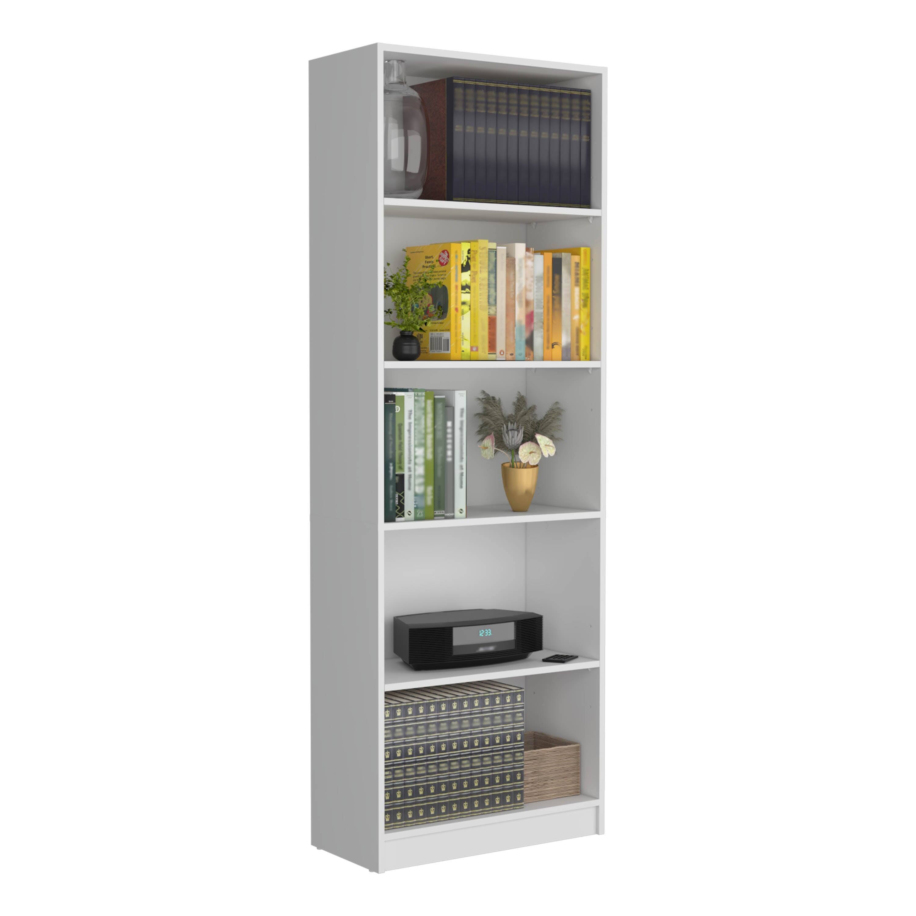 Alt View 1. Depot Eshop - Vinton 4-Tier Bookcase with Modern Storage for Books and Decor - White.