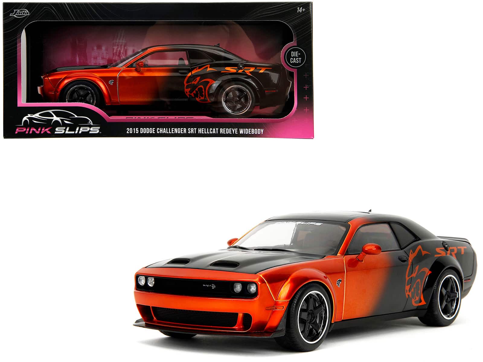 "Dodge Challenger SRT Hellcat Orange Metallic & Black ""Pink Slips"" Series 1/18 Diecast Model Car by Jada" price history on PriceWatchPro