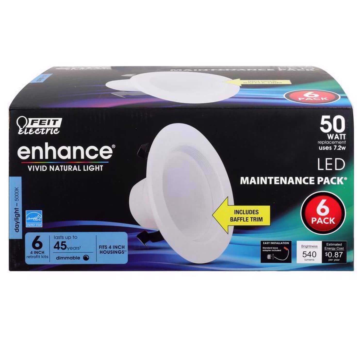 FEIT ELECTRIC - Feit Enhance Daylight 4 in. W LED Dimmable Recessed Downlight 7.2 W