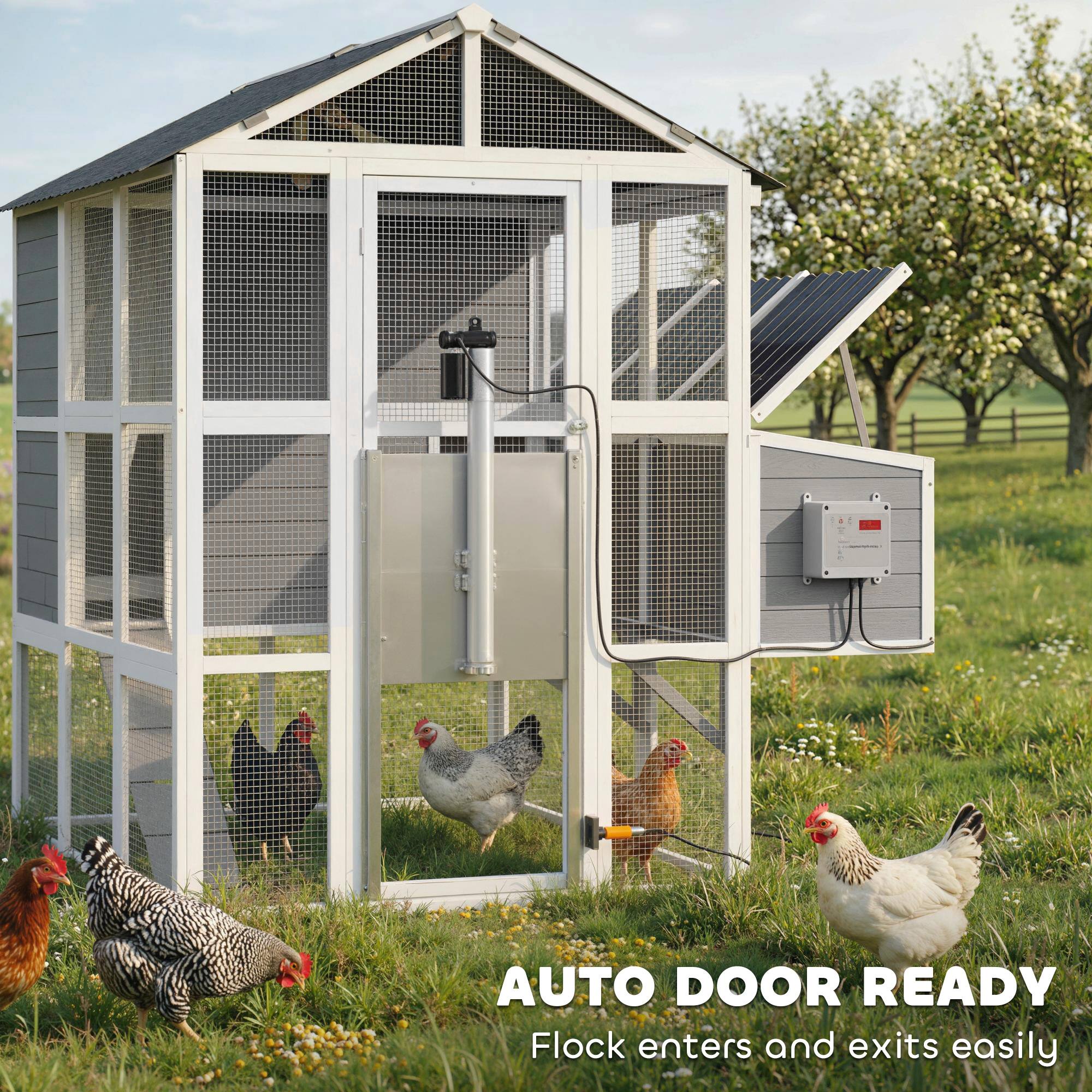 AUTO DOOR READY  
Flock enters and exits easily