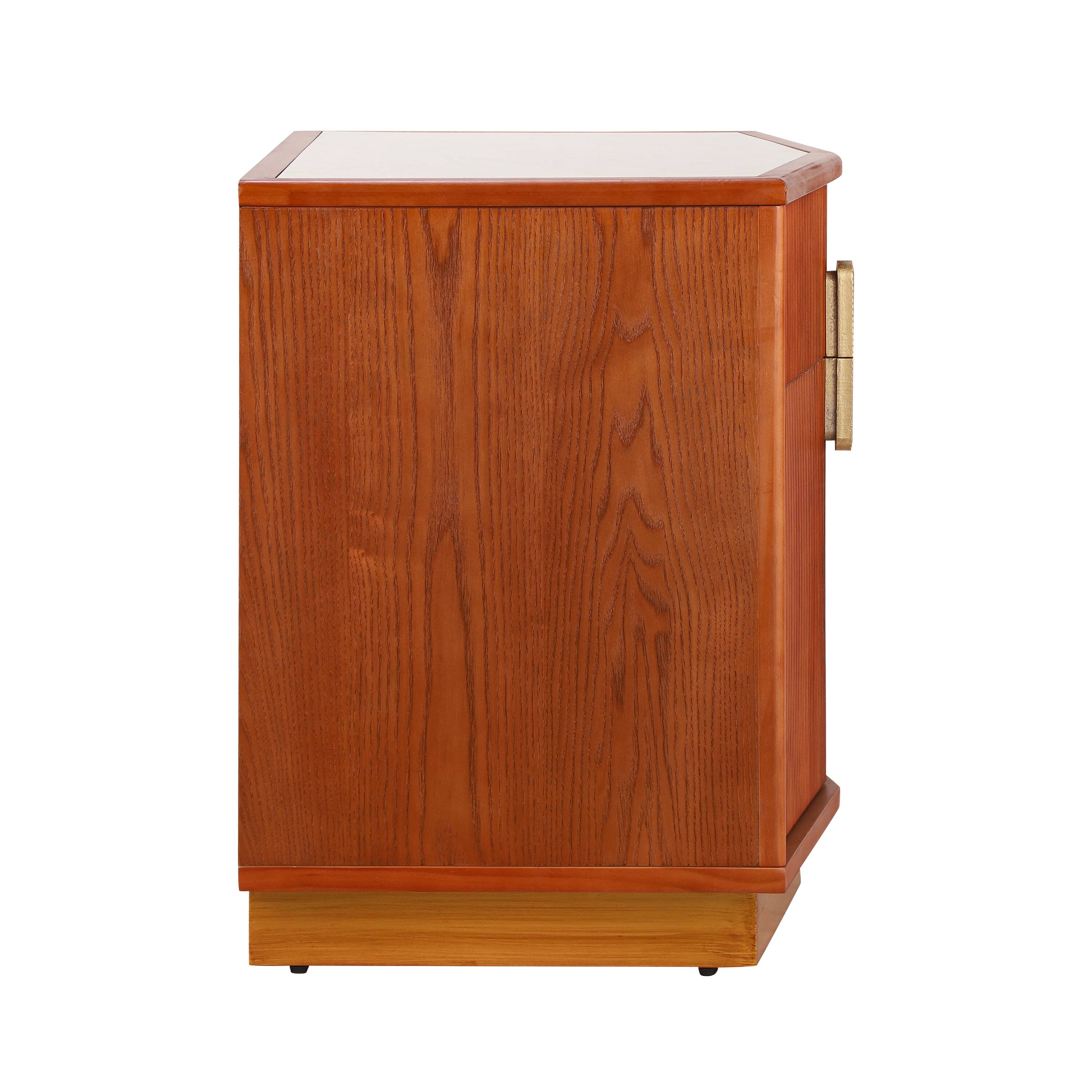 Back. Whisen - 2-Drawer Nightstand with Fluted Vertical Stripes,Heavy-Duty Bedside Table for Bedroom - Dark Brown.