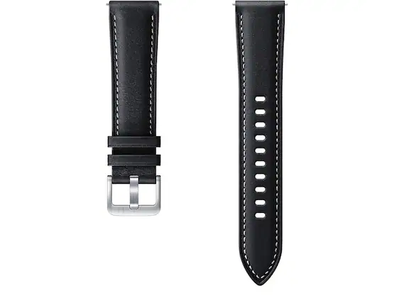 Front. Samsung - Samsung Leather Stitch Band 22mm | Color: Black - Black.
