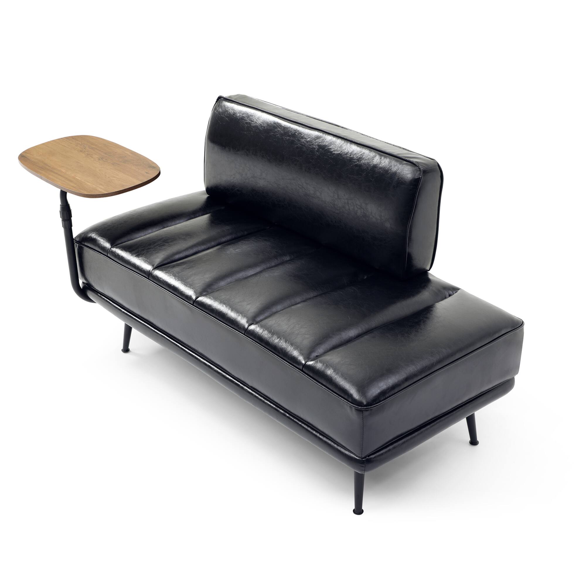 Alt View 1. GOODSILO - Modern Upholstered Bench with Swivel Tray and Side Table for Bedroom and Living Room - Black.