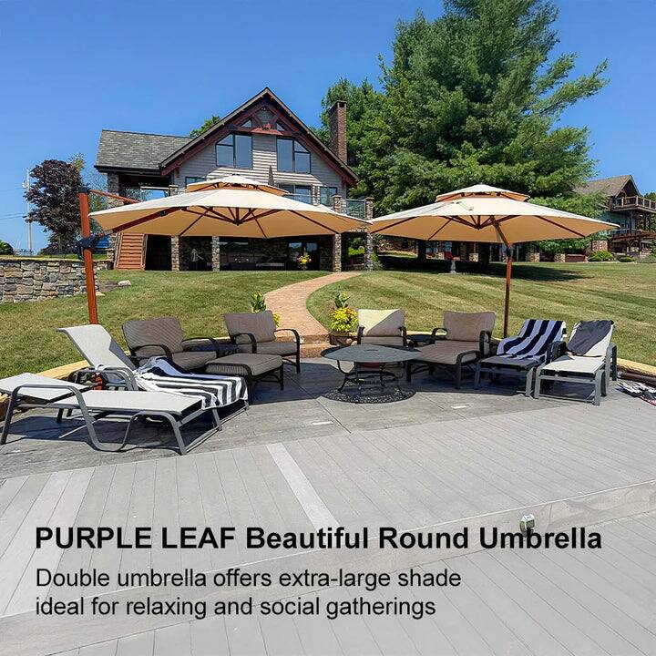 PURPLE LEAF Beautiful Round Umbrella  
Double umbrella offers extra-large shade ideal for relaxing and social gatherings