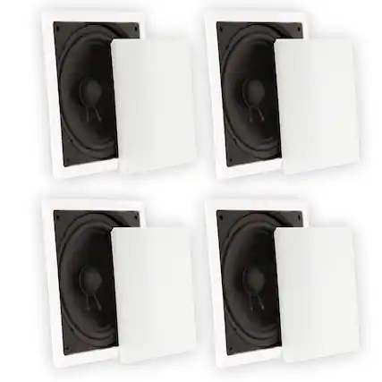 Front. Theater Solutions by Goldwood - TS1000 Passive 10" Home Theater in Wall Subwoofers 4 Sub Set - Paintable White.