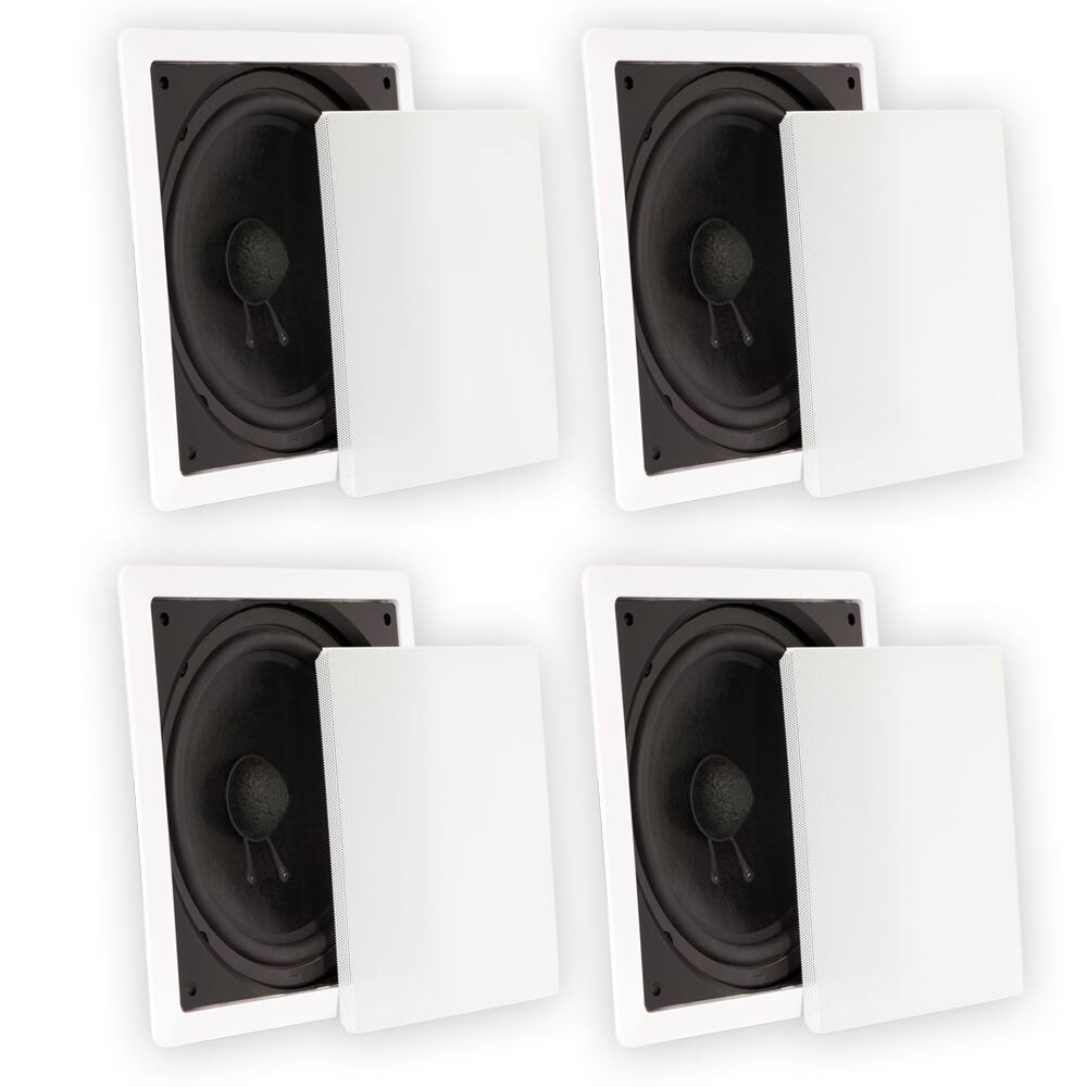 Front. Theater Solutions by Goldwood - TS1000 Passive 10" Home Theater in Wall Subwoofers 4 Sub Set - Paintable White.
