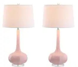 Jonathan Y - Bette 28.5" Glass Teardrop LED Table Lamp, (Set of 2) - Pink