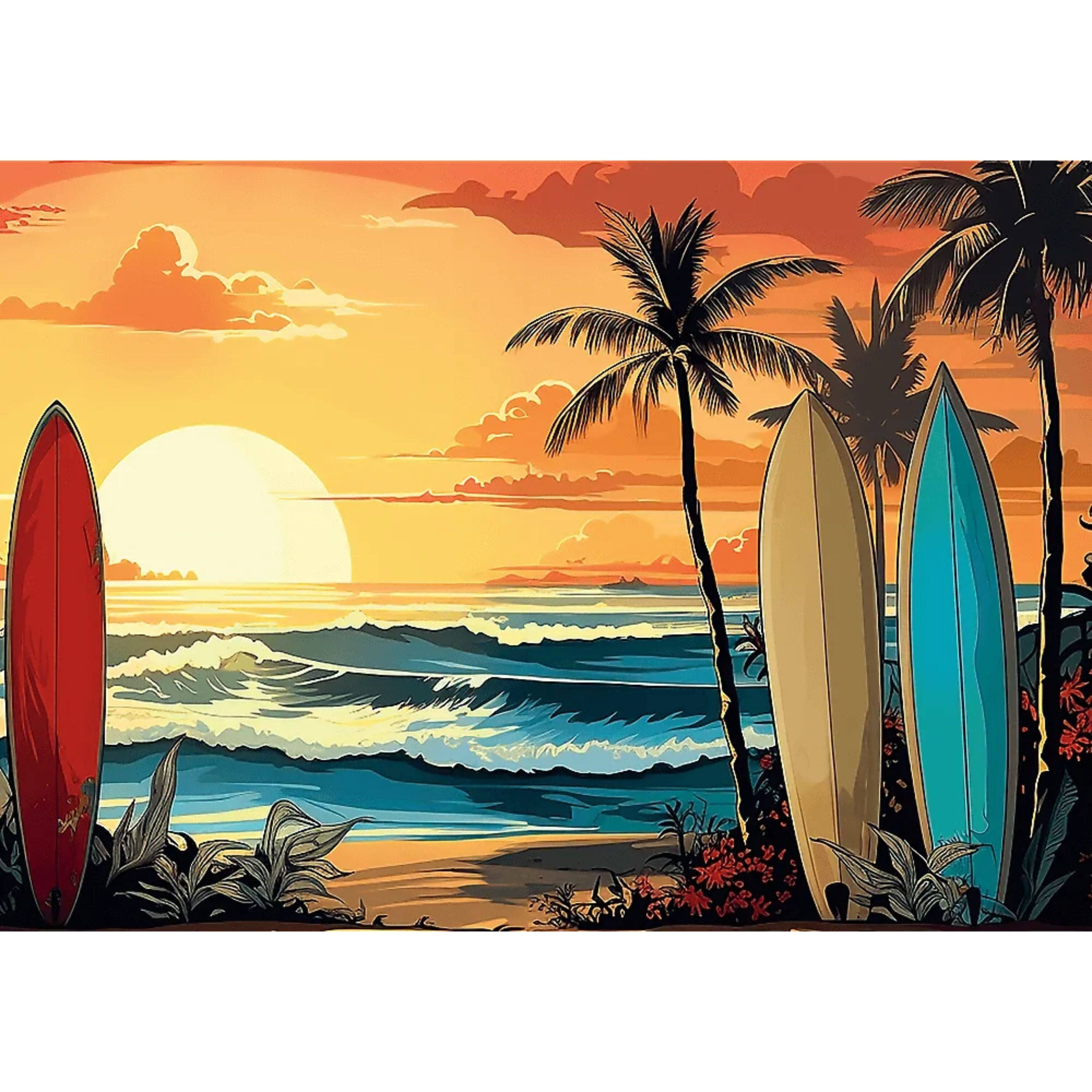 Alt View 1. Trefl - Trefl Red Surfing Sunset 1000 Piece Puzzle.