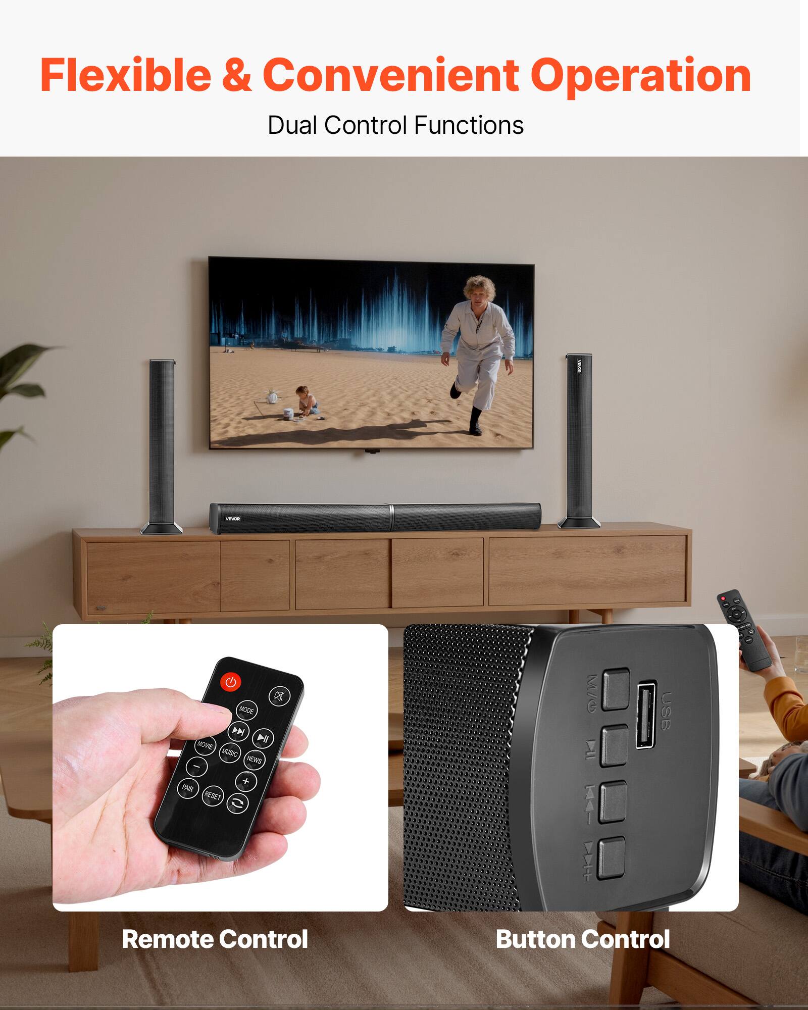Flexible & Convenient Operation  
Dual Control Functions  

- USB Remote Control  
- Button Control