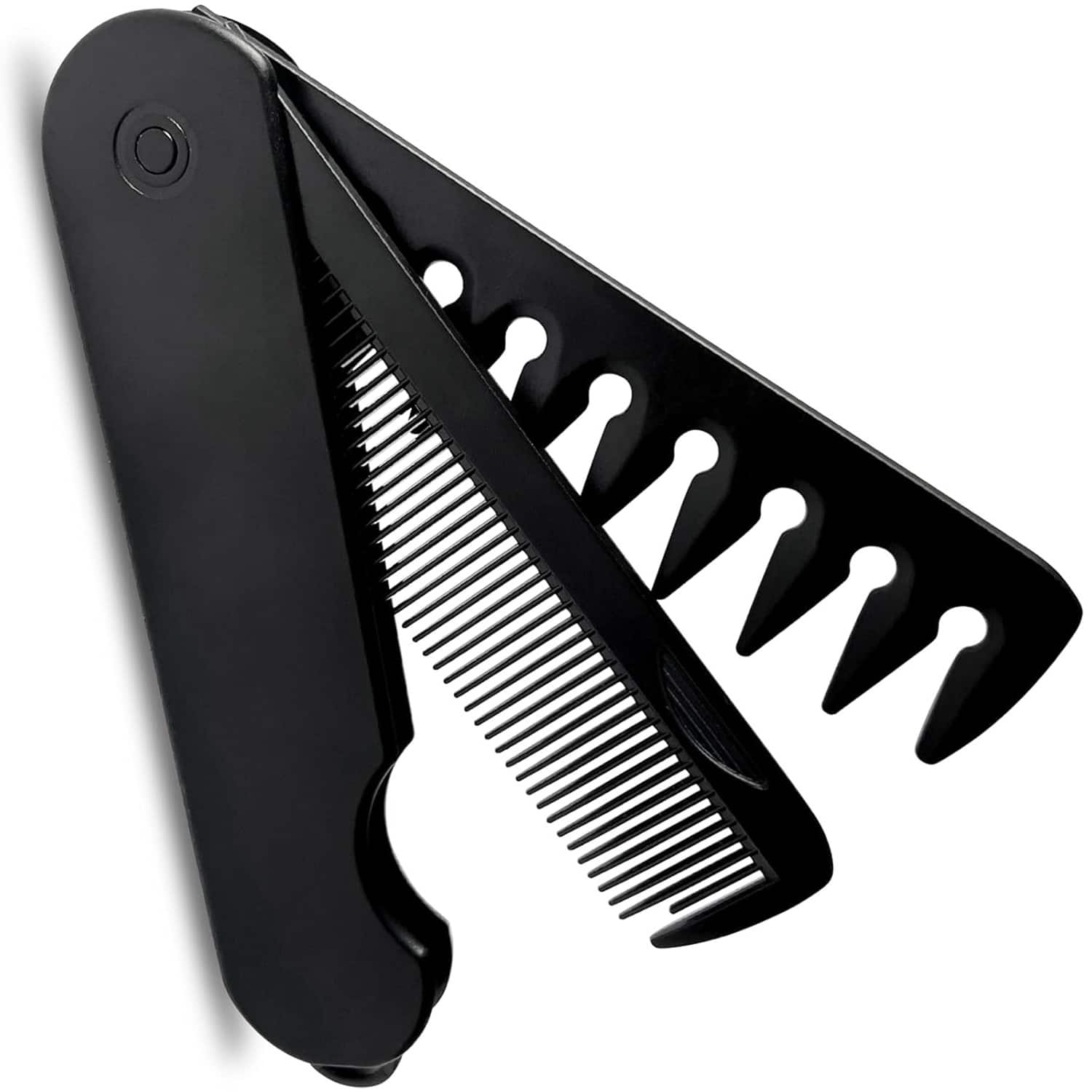 MITAOSLIM - Travel Size Folding Hair Comb Pocket with Fine & Wide Tooth - Black