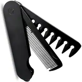MITAOSLIM - Travel Size Folding Hair Comb Pocket with Fine & Wide Tooth - Black
