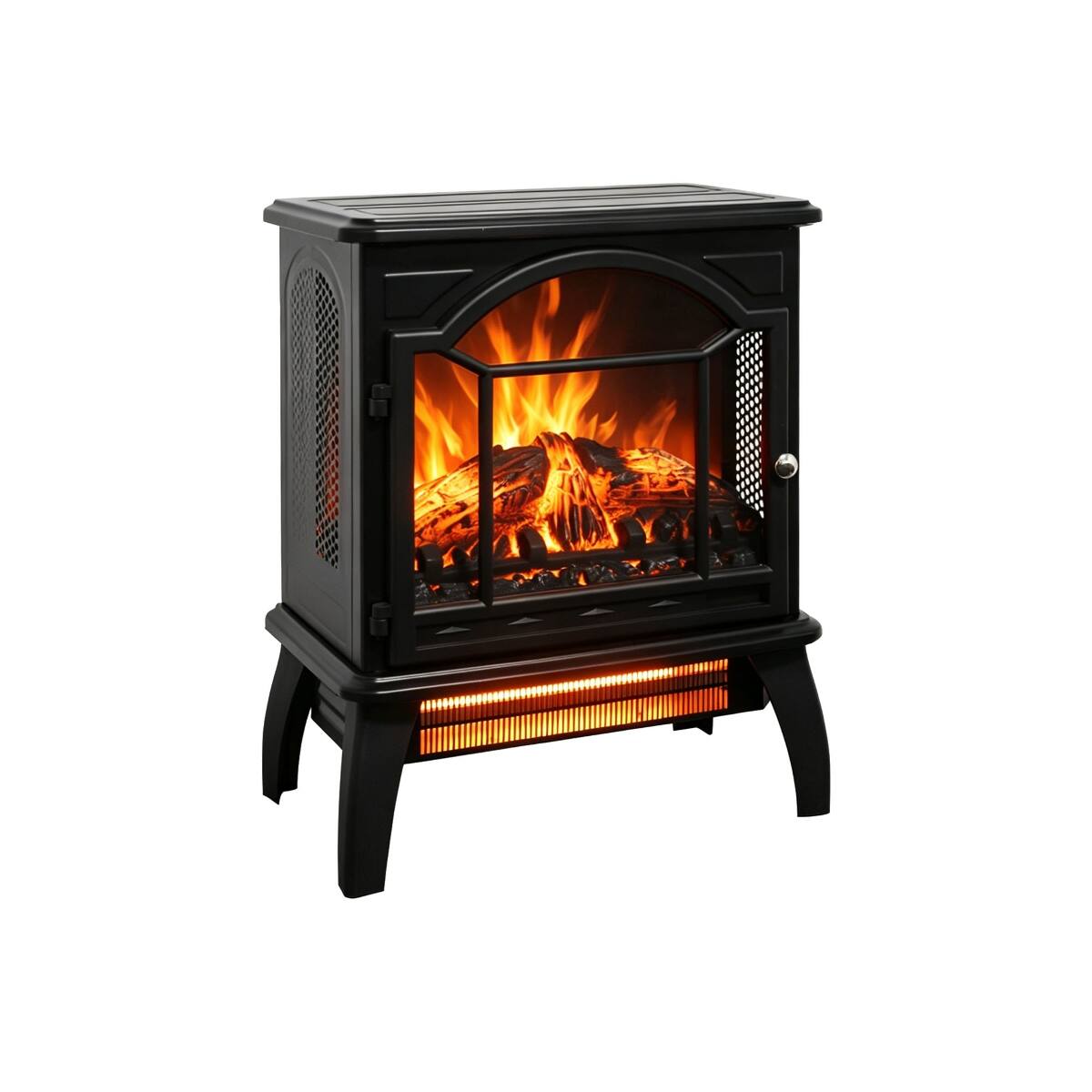 Angle. Loheer - Loheer 18 inch electric fireplace stove Freestanding Infrared Quartz Heater with Remote Control Antique Black - Antique Black.