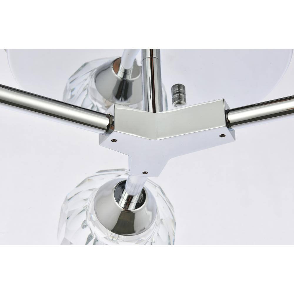 Alt View 2. Elegant Lighting - Zayne 3 Light Flush Mount in Chrome - Chrome And Clear.