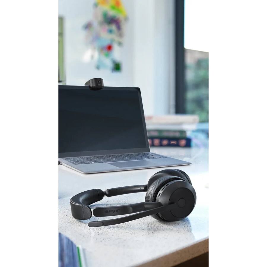 Alt View 8. Jabra - Jabra Evolve2 55 Headset - Stereo - Wireless - Bluetooth - 98.4 ft - 20 Hz to 20 kHz - On-ear - Binaural - Supra-aural - Blue.