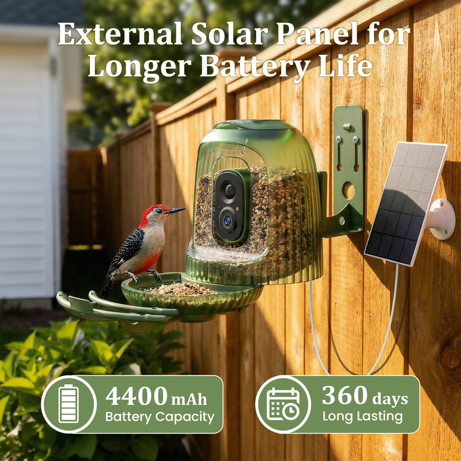 External Solar Panel for Longer Battery Life

4400 mAh Battery Capacity

360 days Long Lasting